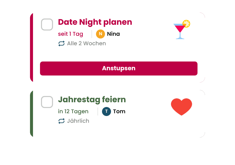 Gemeinsame Aufgaben für Date Night und Jahrestag in Livo