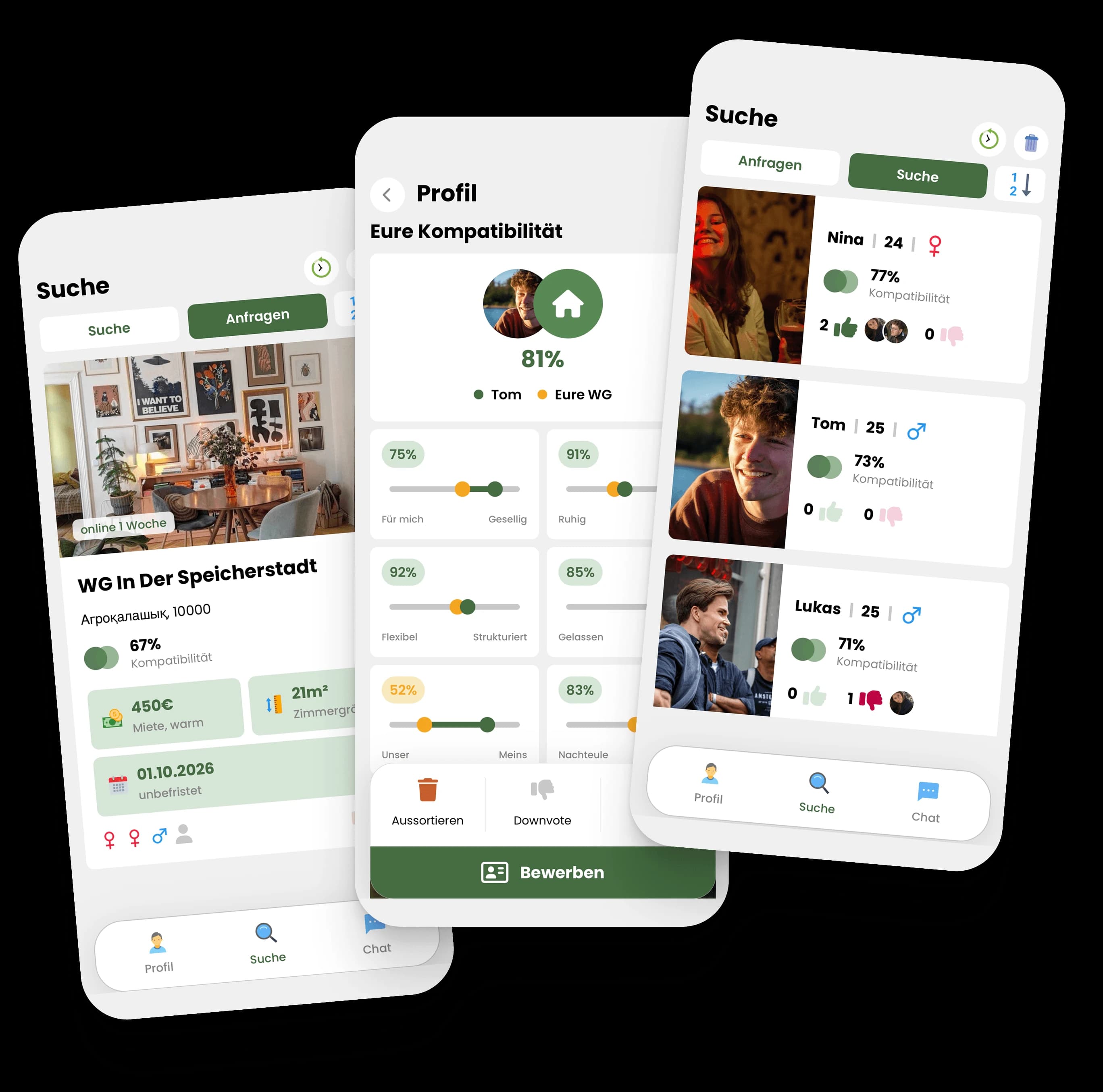 Livo Match App mit WG-Profilen und Matching