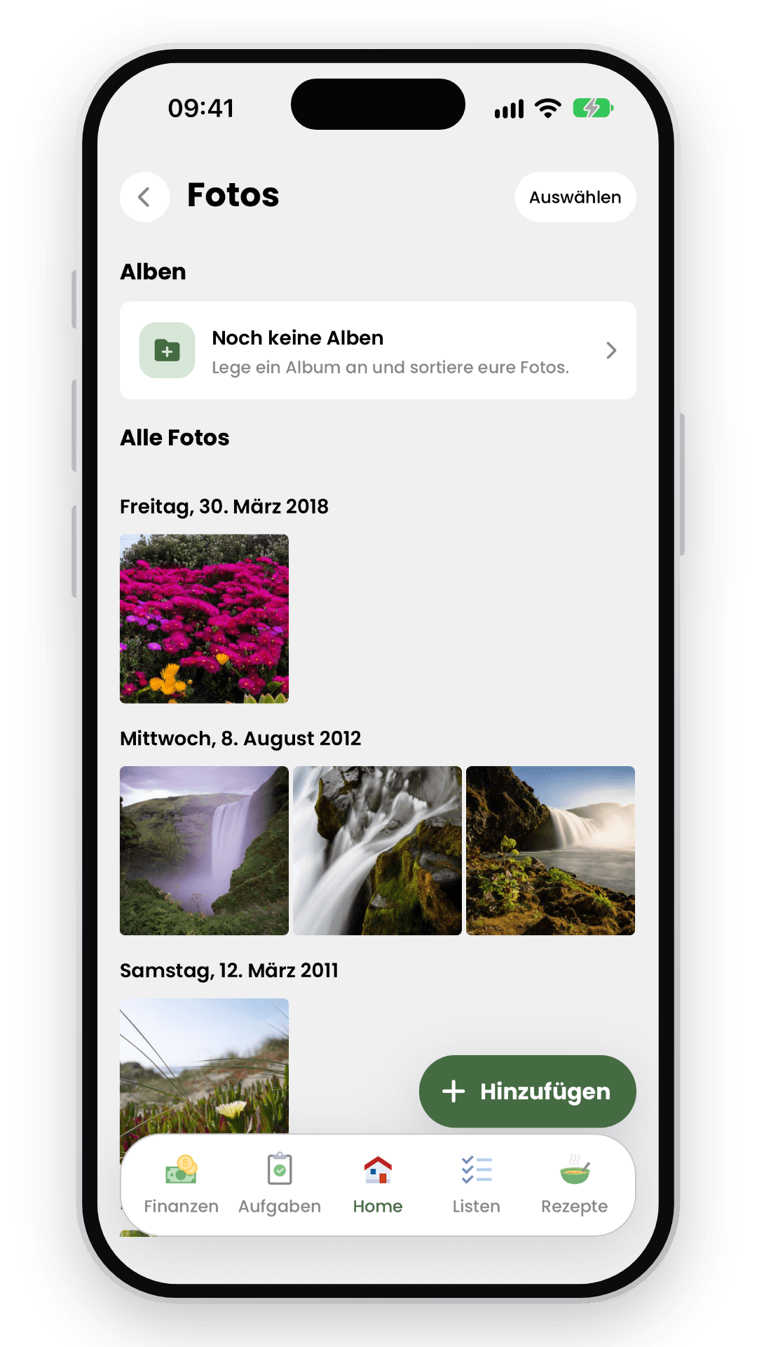 Livo-Fotomediathek mit gemeinsamen Aufnahmen und Alben