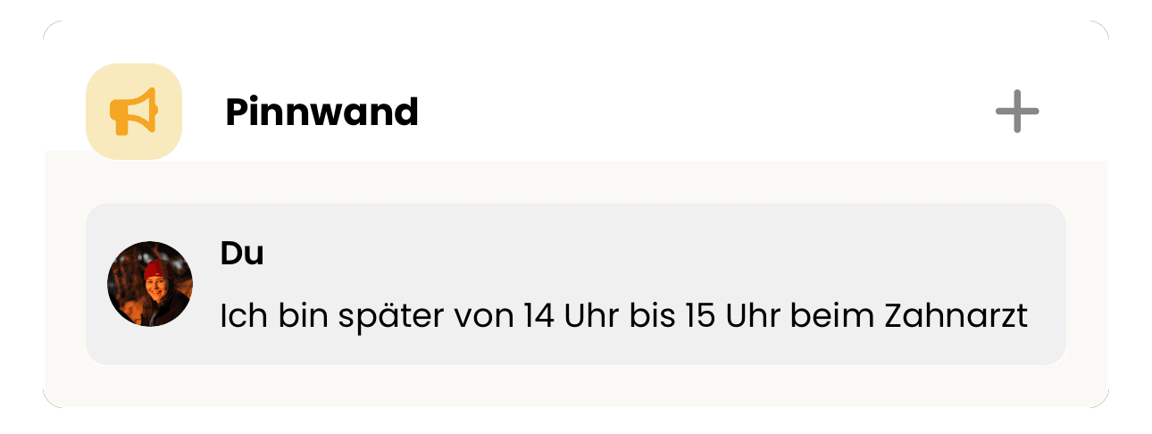 Pinnwand mit einer Notiz zu einem Zahnarzttermin
