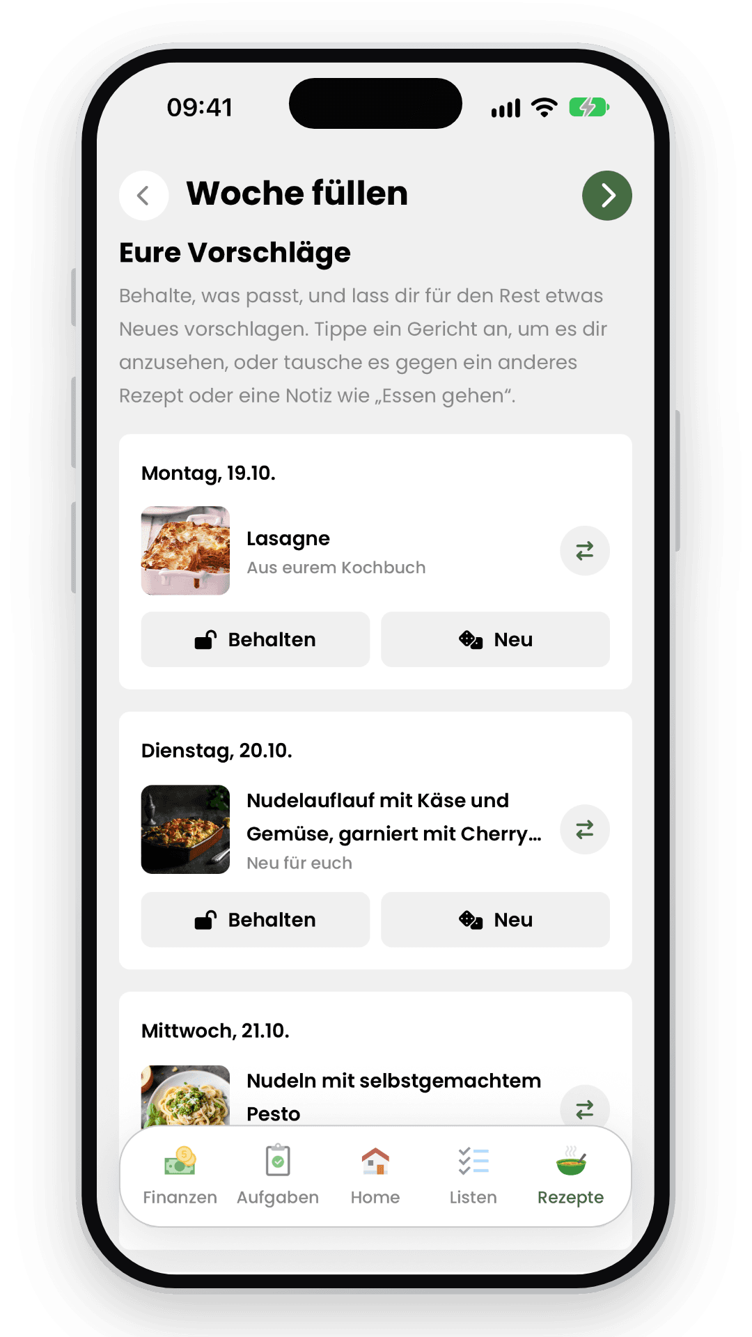 Rezeptvorschläge zum Füllen der Woche in Livo