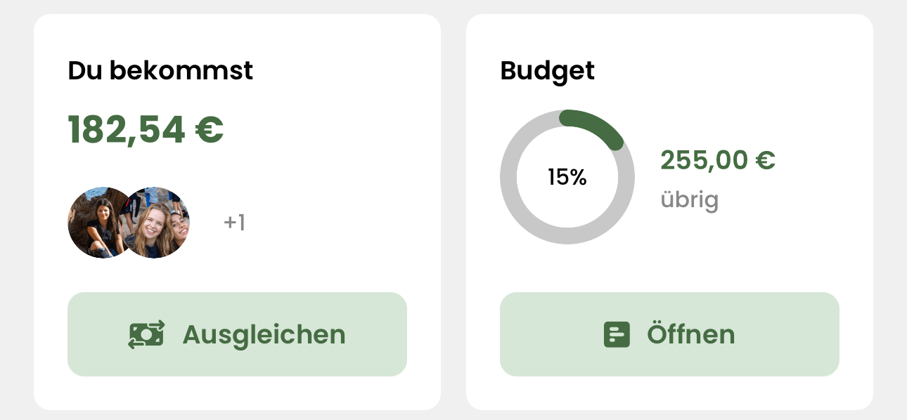 Finanzübersicht mit persönlichem Saldo und gemeinsamem Budget