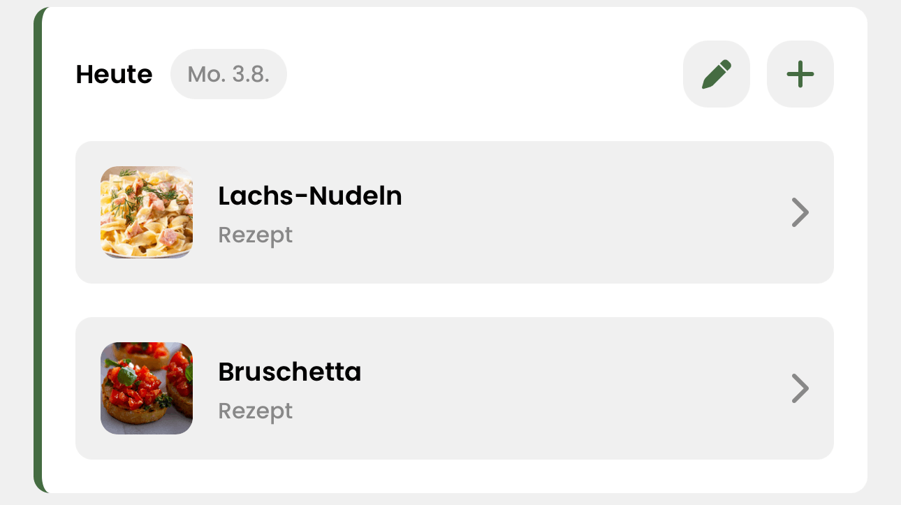 Mealplanner für Montag mit Lachs-Nudeln und Bruschetta