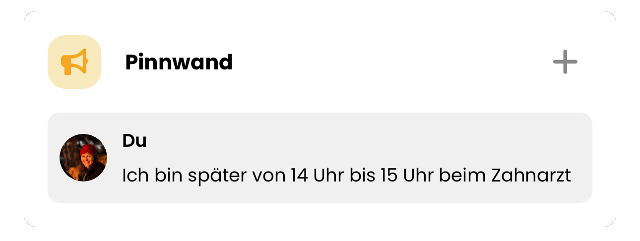 Pinnwand mit einer Notiz zu einem Zahnarzttermin