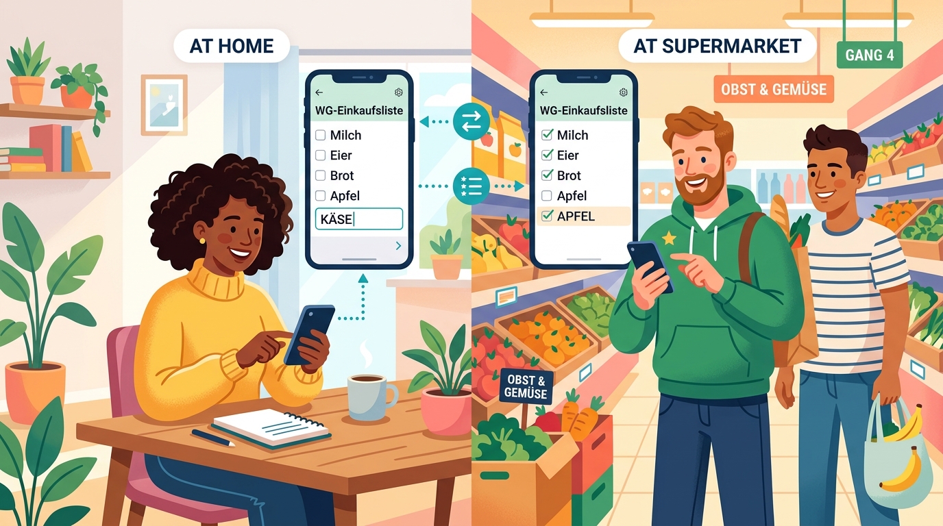 Gemeinsame Einkaufsliste: Die beste App für Paare, Familien & WGs